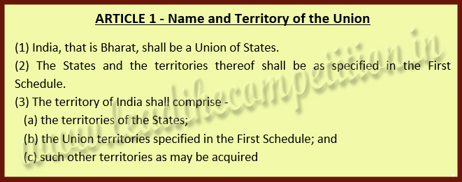 Amended Article 1 of Indian Constitution