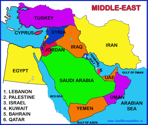 Middle East Map And Capitals - Corrie Christina